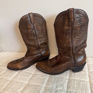 Durango Mens Leather Pull On Cowboy Boots 11.5EE Western Rugged Rodeo Workwear